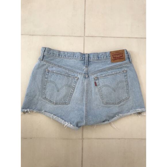 Levi's 501 Denim Jean Shorts High Waist Distressed Cut Off - Picture 6 of 8